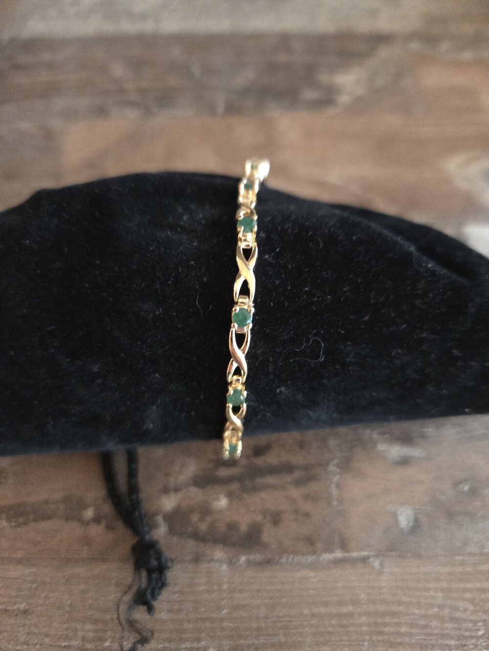 Gold Link Bracelet with Green Gemstones
